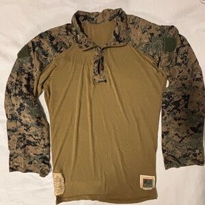USMC DIGITAL WOODLAND MARPAT FROG COMBAT SHIRT SIZE MED REGULAR USED ZIPPER FUNC